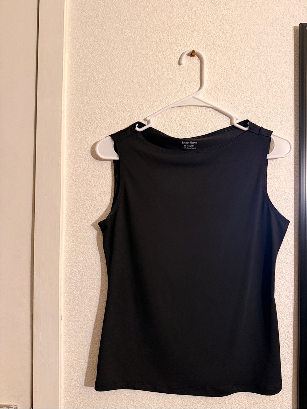 Women's Black Sleeveless Tank Top - Smooth Crew Neck